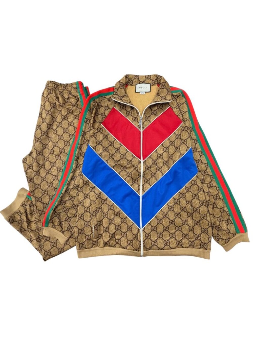 Gucci Web Line GG Print Technical Jersey Set Brown Jacket